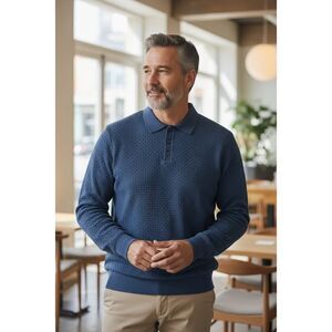 Coofandy Mens Royal Blue 3-Button Sweater - Size XL